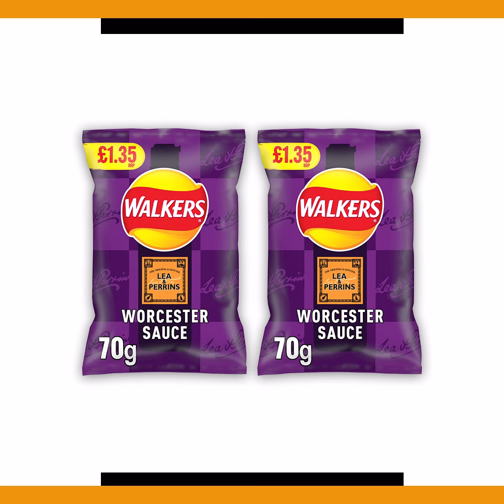 Walkers Lea & Perrins Worcester Sauce Crisps 70g (2 Packs)