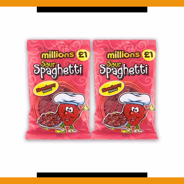 Millions Spaghetti Sour - Strawberry 120g (2 Packs)