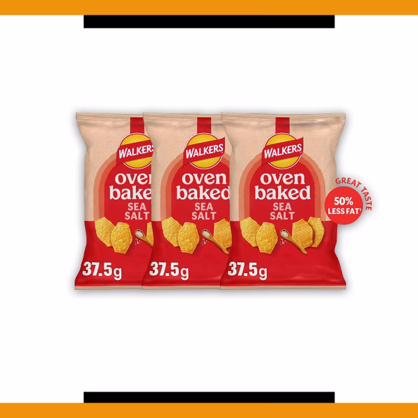 Walkers Baked Sea Salt Grab Bag 37.5g (3 Packs)