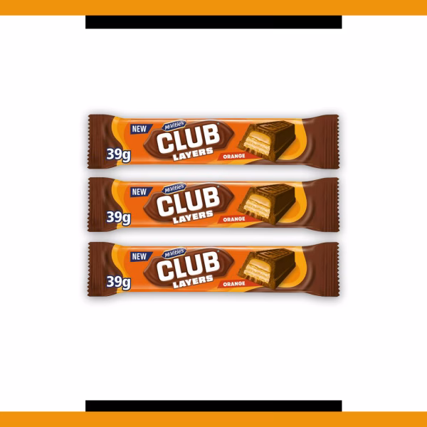 McVities Club Layers Orange 39g (3 Bars)
