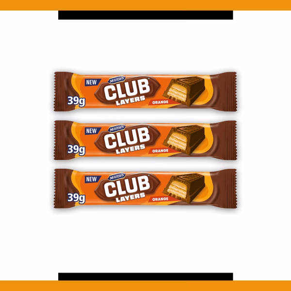 McVities Club Layers Orange 39g (3 Bars)