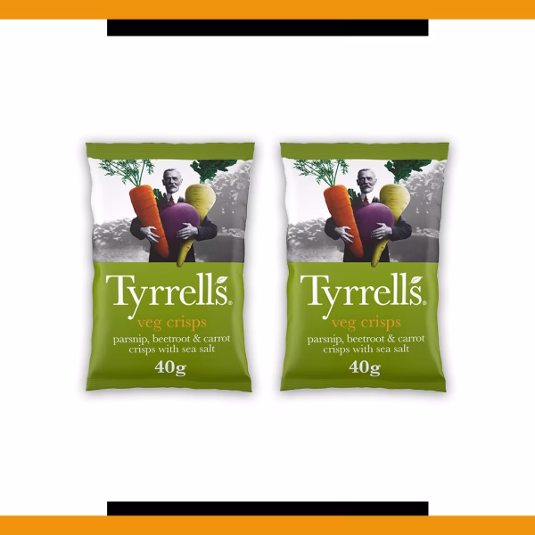Tyrrells Veg Crisps 40g (2 Packs)