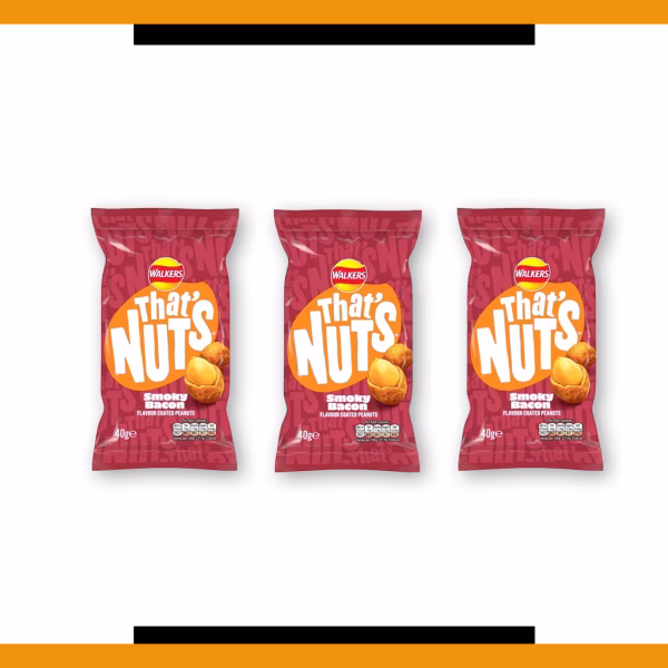 Walkers That's Nuts - Smoky Bacon Coated Peanuts 40g (3 Packs)