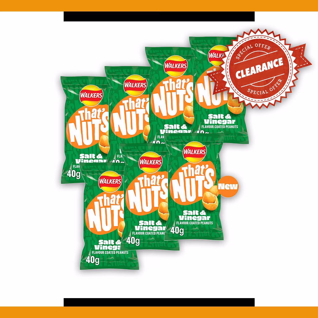 Walkers That's Nuts Salt & Vinegar - Clearance Special 40g (7 Packs)