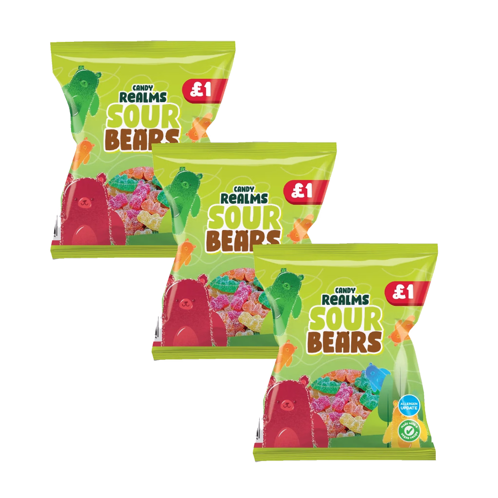 Candy Realm Sour Bears - Clearance Special 190g (3 Packs)