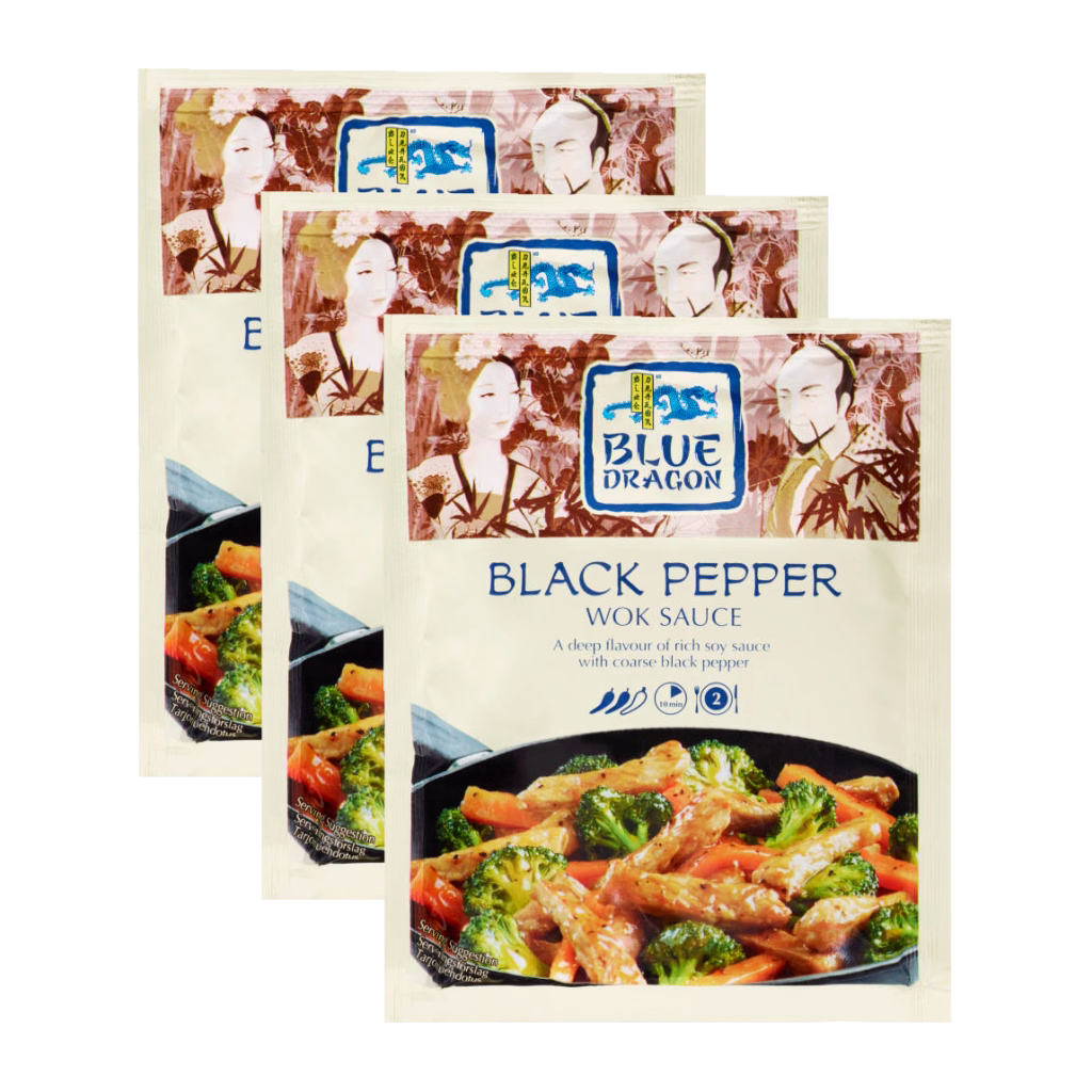 Blue Dragon Black Pepper Wok Sauce 120g (3 Packs)